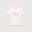 T-shirt cintr&eacute; col rond manches courtes ecru femme