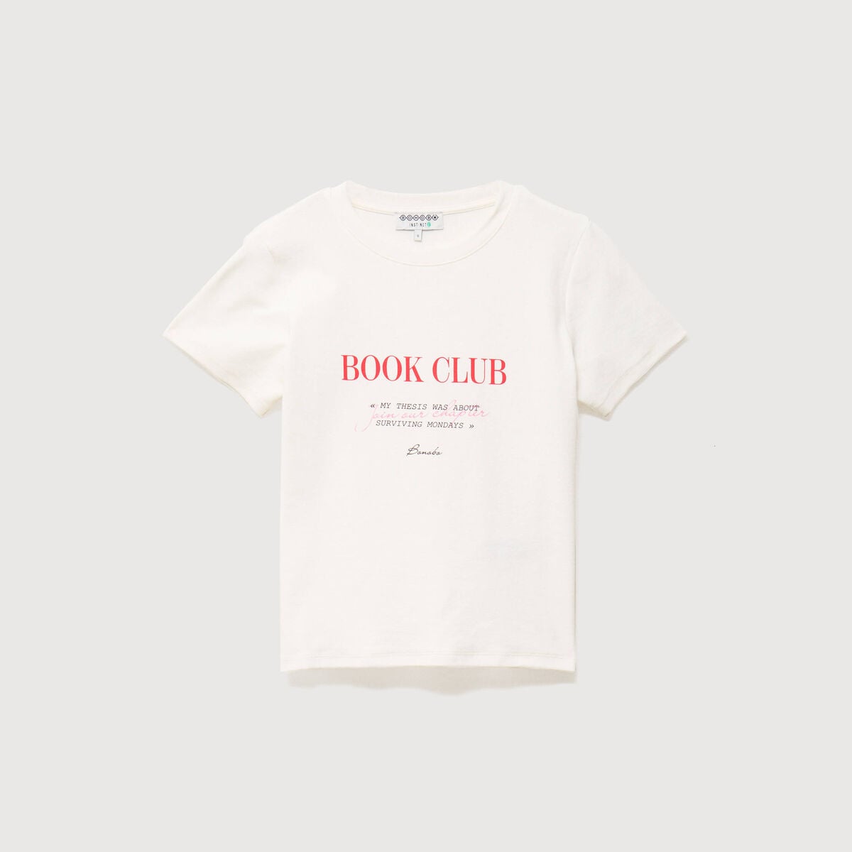 T-shirt cintr&eacute; col rond manches courtes ecru femme