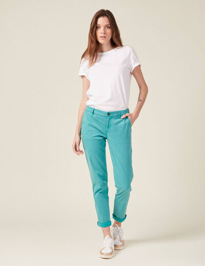 Pantalon chino Instinct bleu turquoise femme
