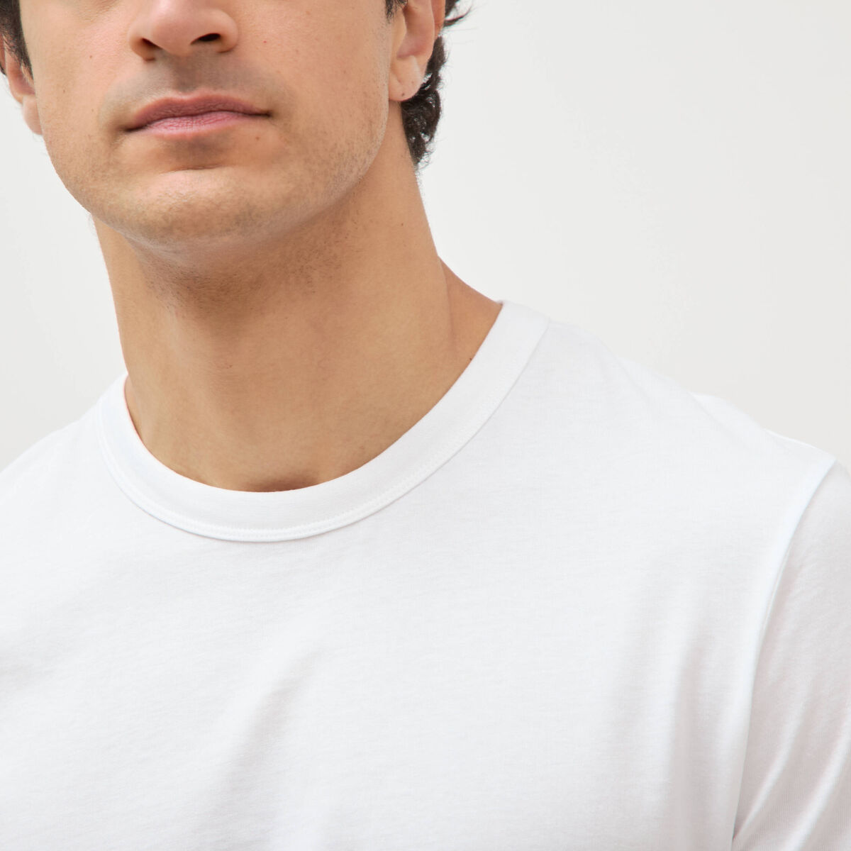 T-shirt en coton manches courtes blanc homme