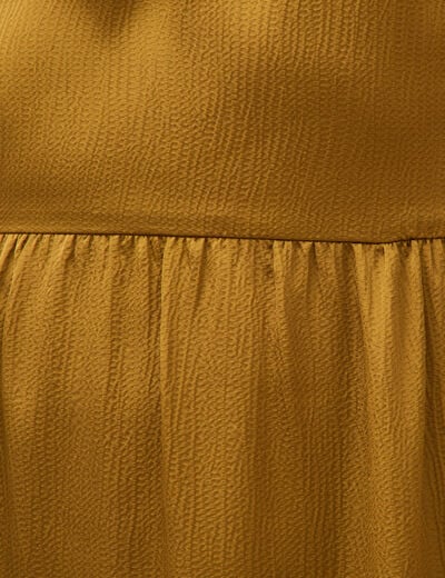 Robe fluide col v manches courtes vert olive femme