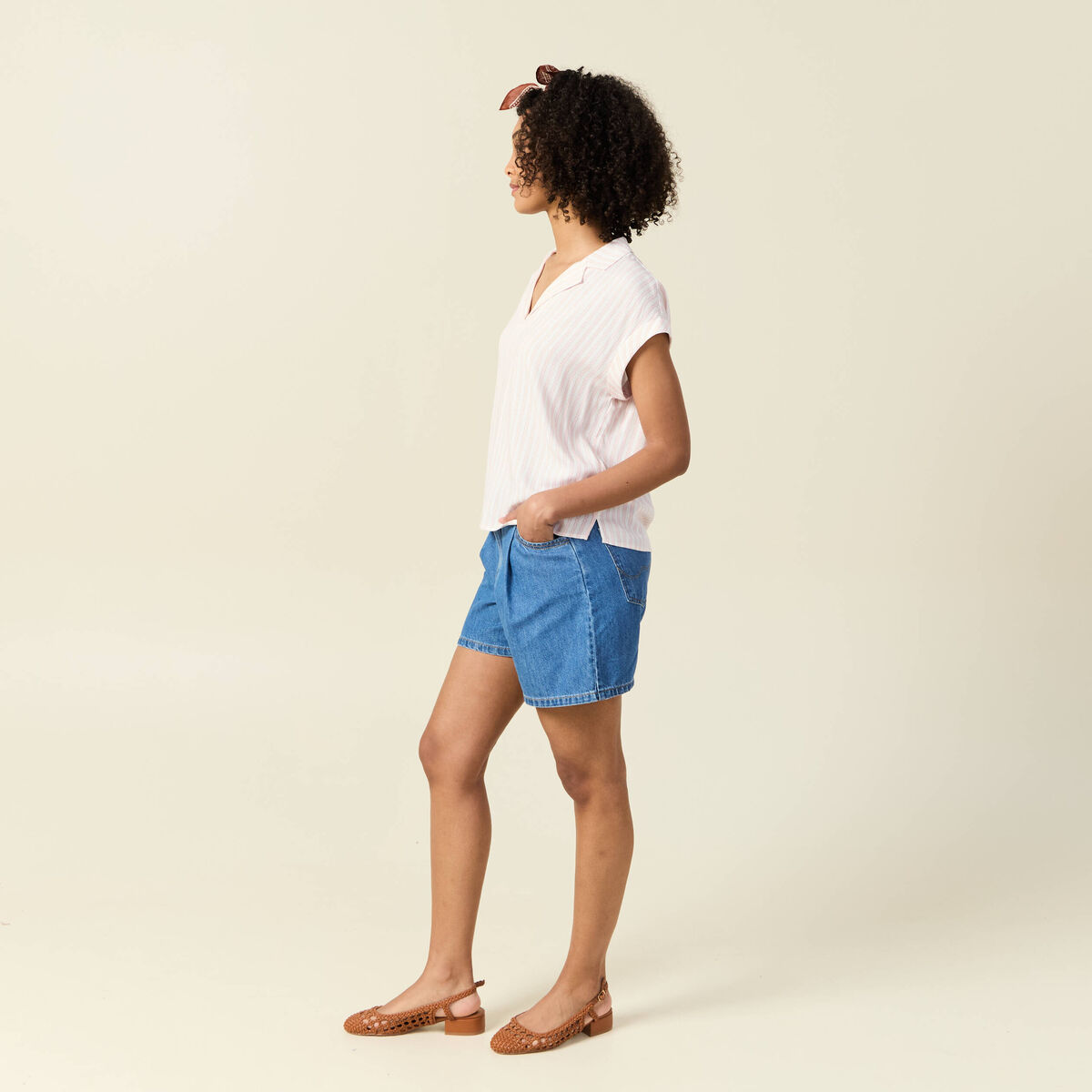 Blouse éco-responsable rose clair femme