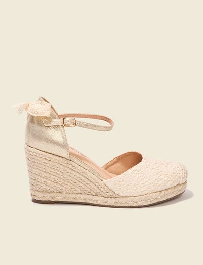 Espadrilles compensées creme femme