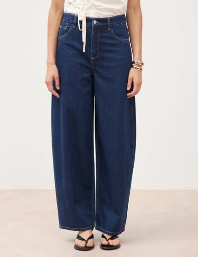 Jeans loose en coton denim brut clean femme