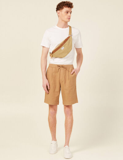 Bermuda coupe large beige homme