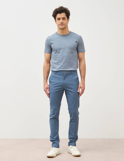 Pantalon chino slim bleu fonc&eacute; homme