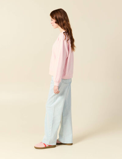 Sweat droit manches longues rose clair femme