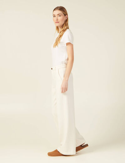 Jeans flare taille haute creme femme