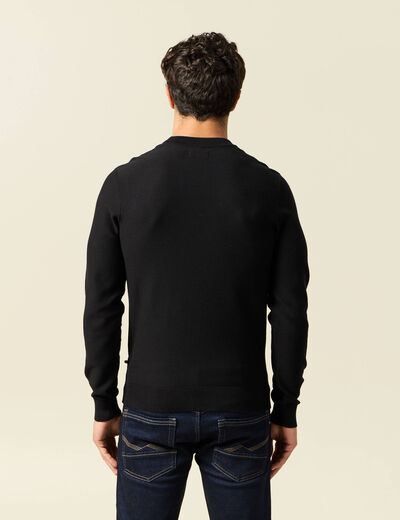 Pull col rond manches longues noir homme