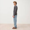 Pull manches longues en coton gris fonc&eacute; homme