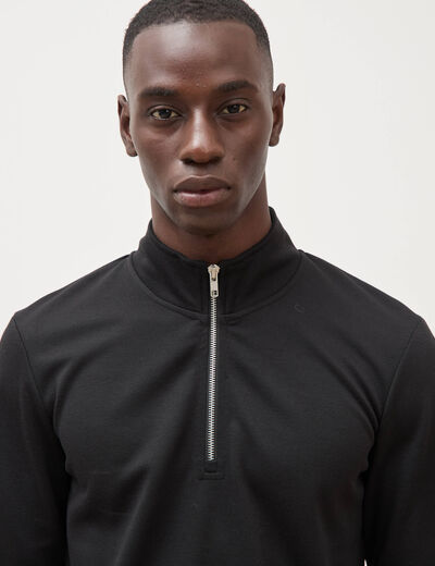 Sweat droit col montant manches longues noir homme