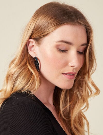 Boucles d'oreilles cr&eacute;oles noir femme