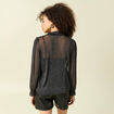 T-shirt manches longues col v doubl&eacute; noir femme