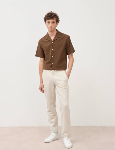 Chino coupe droite longueur 32 ecru homme