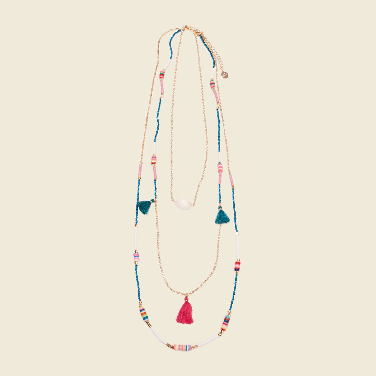 Collier multirangs multicolore femme