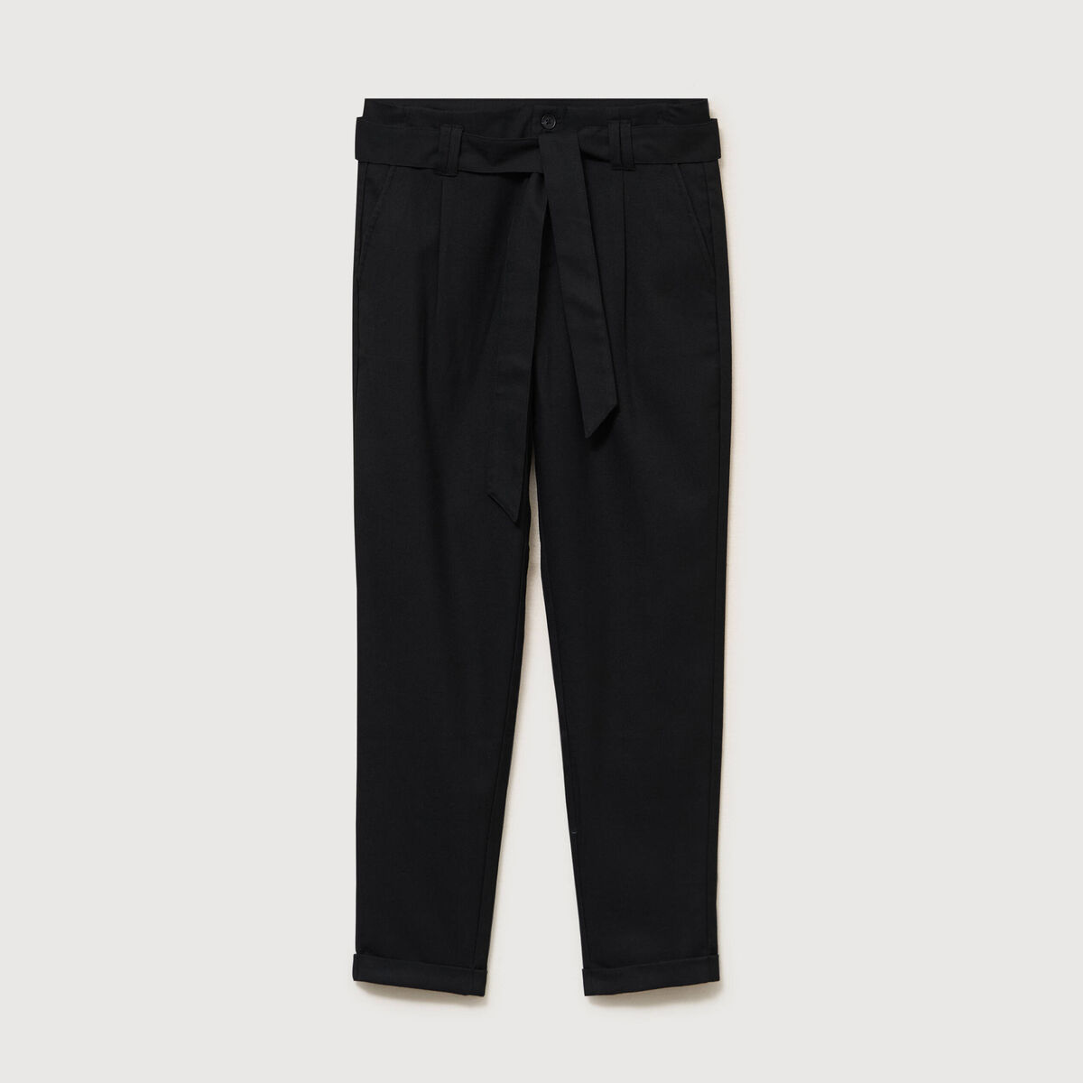 Pantalon paperbag noir femme