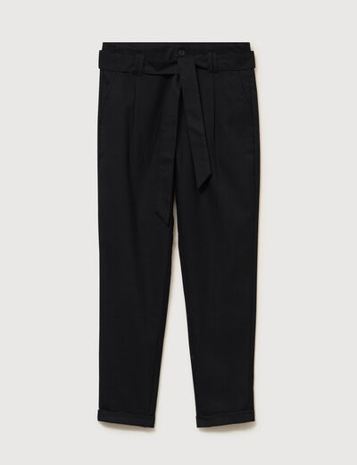 Pantalon paperbag noir femme