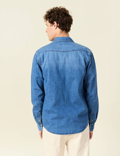 Chemise manches longues denim brut homme