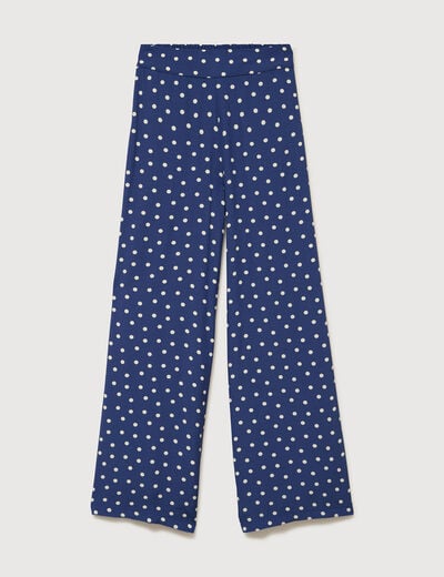 Pantalon large taille haute bleu marine femme