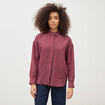 Chemise droite manches longues fluide bordeaux femme