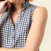 Top sans manches fluide bleu marine femme