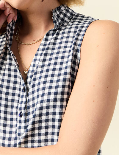 Top sans manches fluide bleu marine femme