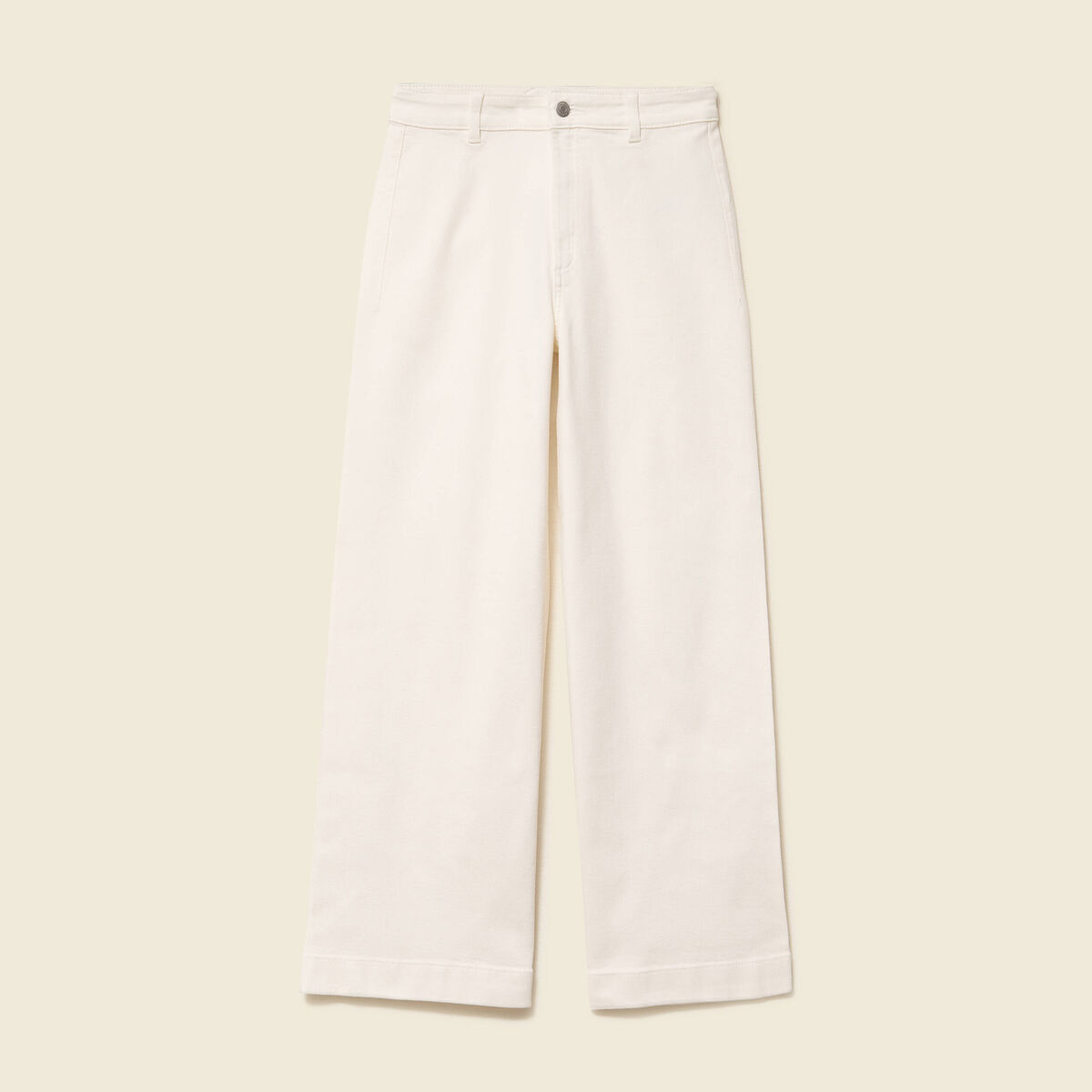 Jeans large taille haute denim blanc femme