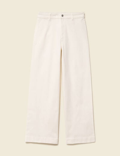 Jeans large taille haute denim blanc femme