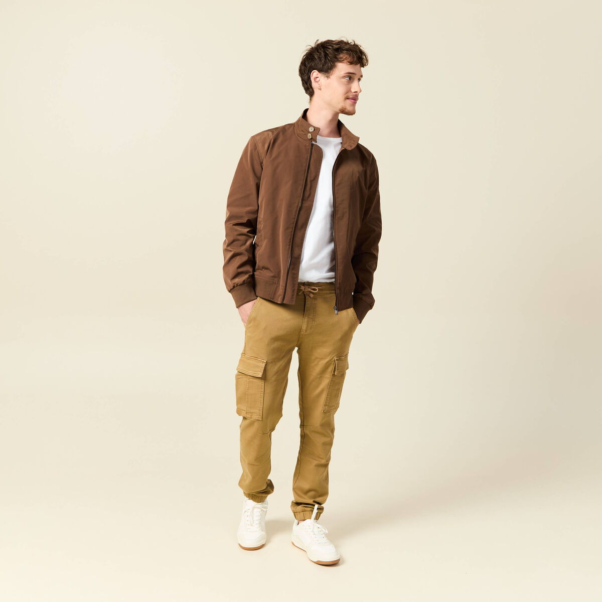 Pantalon battle bas resserré vert kaki homme