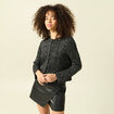 Gilet court droit manches longues noir femme