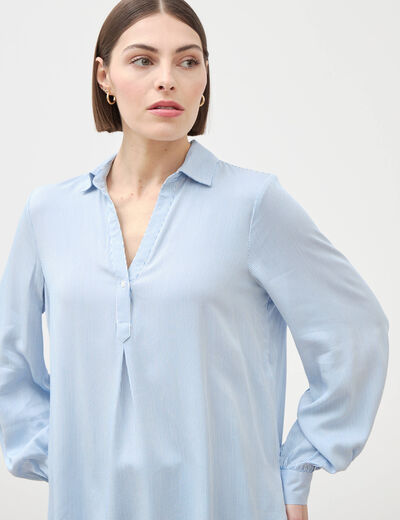 Blouse manches longues bleu femme