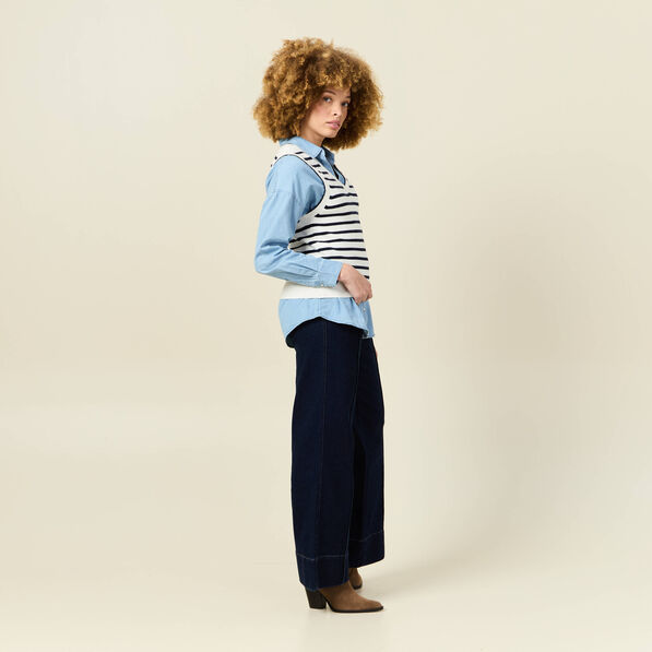 pull sans manches col en v ecru femme Pull sans manches col en V ecru femme