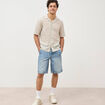 Bermuda en jean coton denim bleach homme
