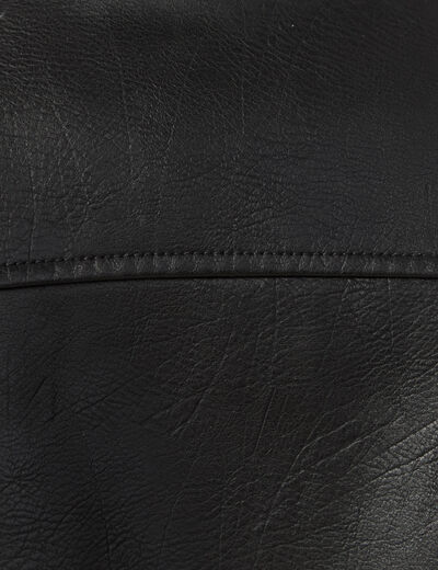 Blouson biker simili cuir noir femme