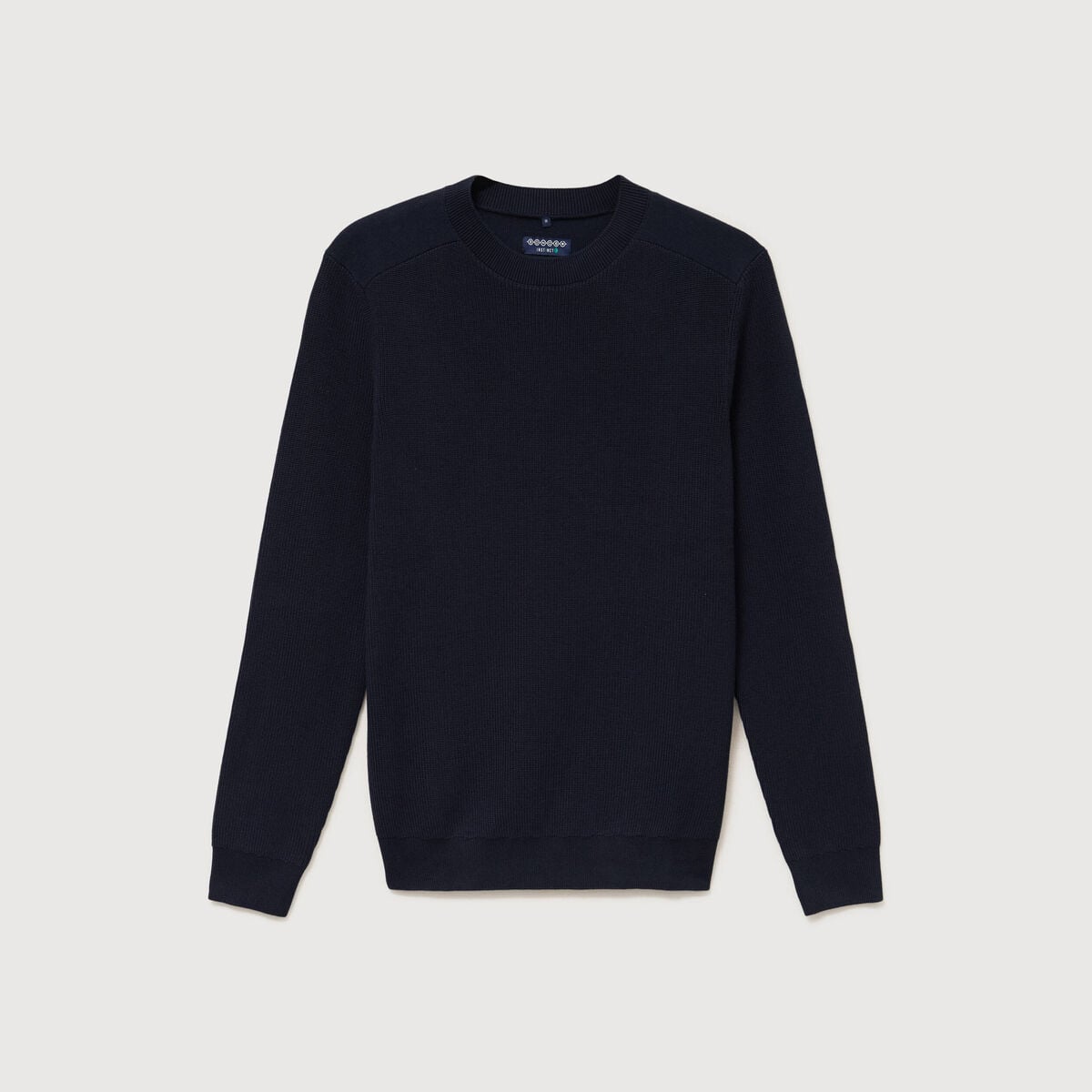 Pull manches longues col rond bleu marine homme