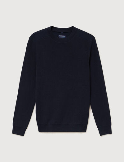 Pull manches longues col rond bleu marine homme