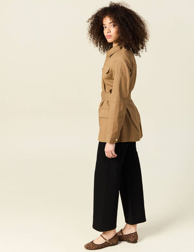 Veste saharienne cintrée vert kaki femme