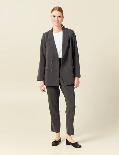 Veste blazer double boutonnage gris femme