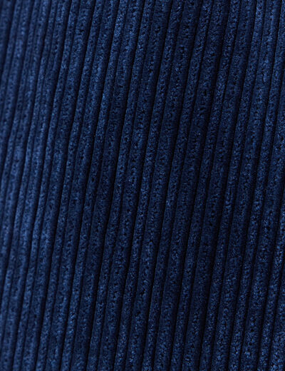 Pantalon large velours pinces bleu marine femme