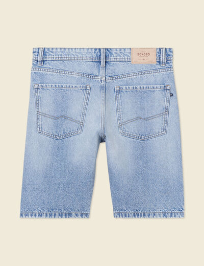Short straight en jean denim bleach homme