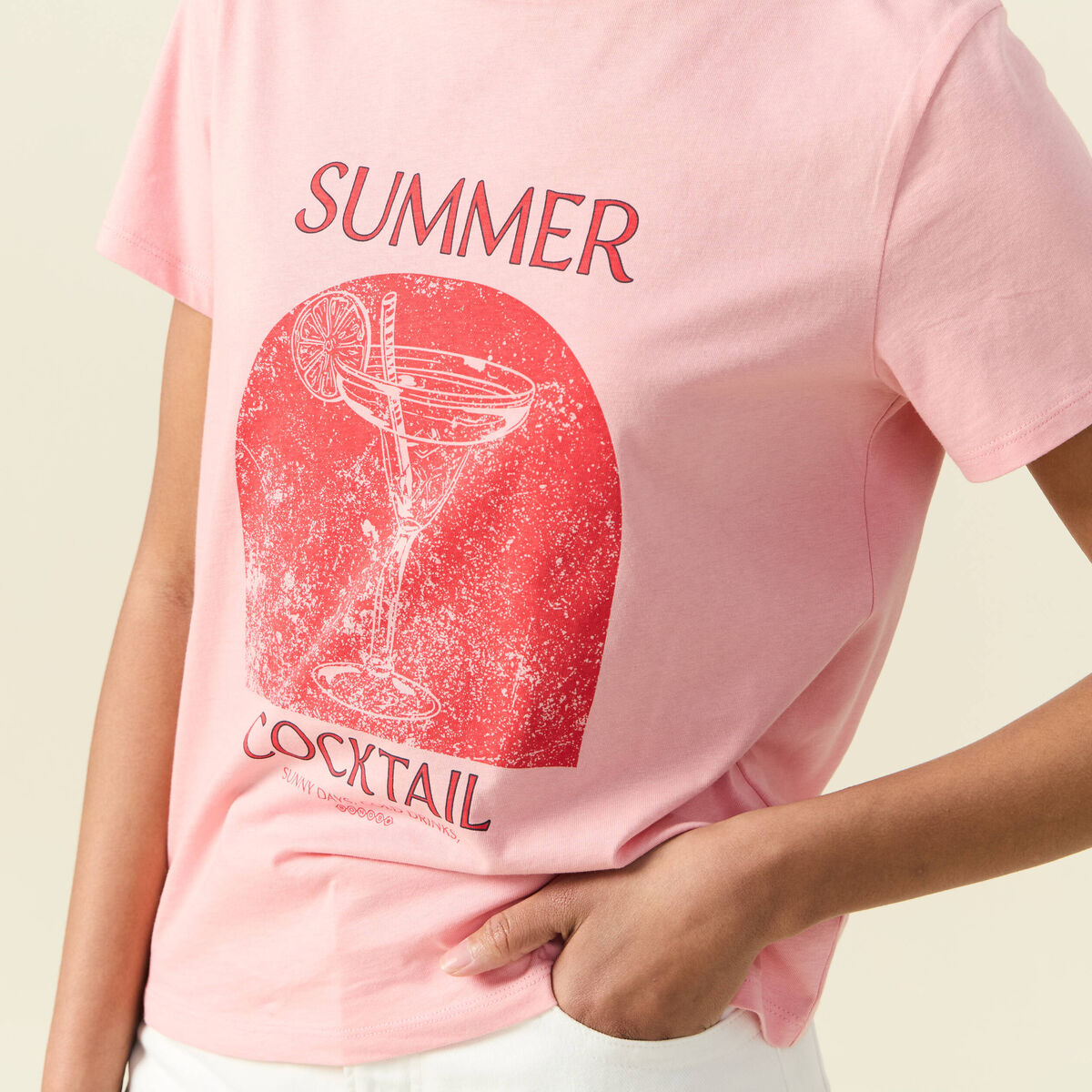 T-shirt manches courtes rose femme