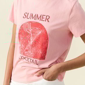 t shirt manches courtes rose femme T-shirt manches courtes rose femme