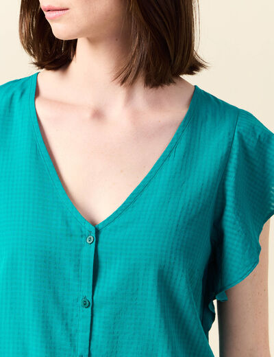 Blouse manches courtes vert canard femme