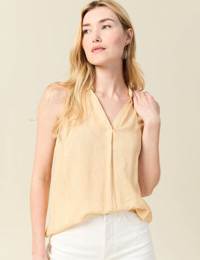 Blouse sans manches jaune paille femme