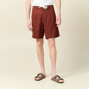 Bermuda droite à coulisse marron cognac homme