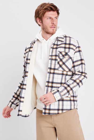Veste droite boutonnée ecru homme