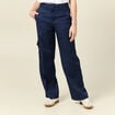 Pantalon cargo straight bleu marine femme