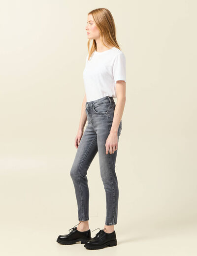 Jeans skinny éco-responsable denim gris clair femme
