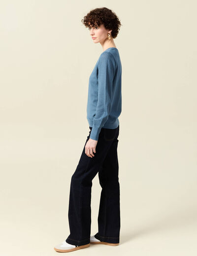 Pull manches longues bleu clair femme