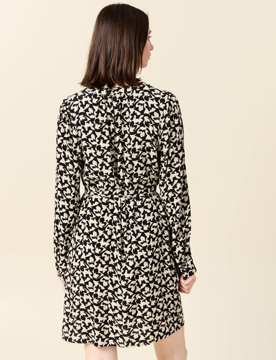 Robe droite fluide ceinturée creme femme